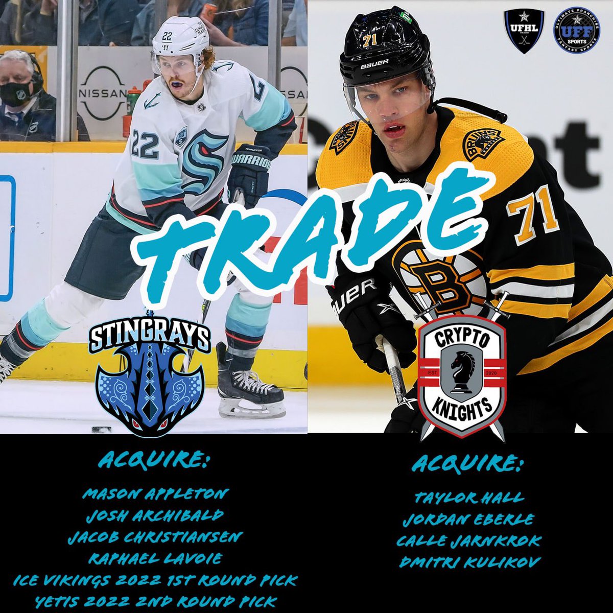 🚨Trade Alert🚨

#UFHLTrades #FantasyHockey $SCO #HockeyTwitter