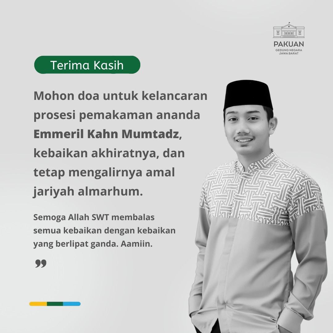 Bismillah…

Berikut INFORMASI rencana kedatangan, pelaksanaan sholat jenazah dan pemakaman ananda Emmeril Kahn Mumtadz

DISEMAYAMKAN dan DISHOLATKAN
di gedung negara pakuan
Ahad 12.06.22 pukul 22.00 wib — senin 13.06.22 pukul 08.00 wib.