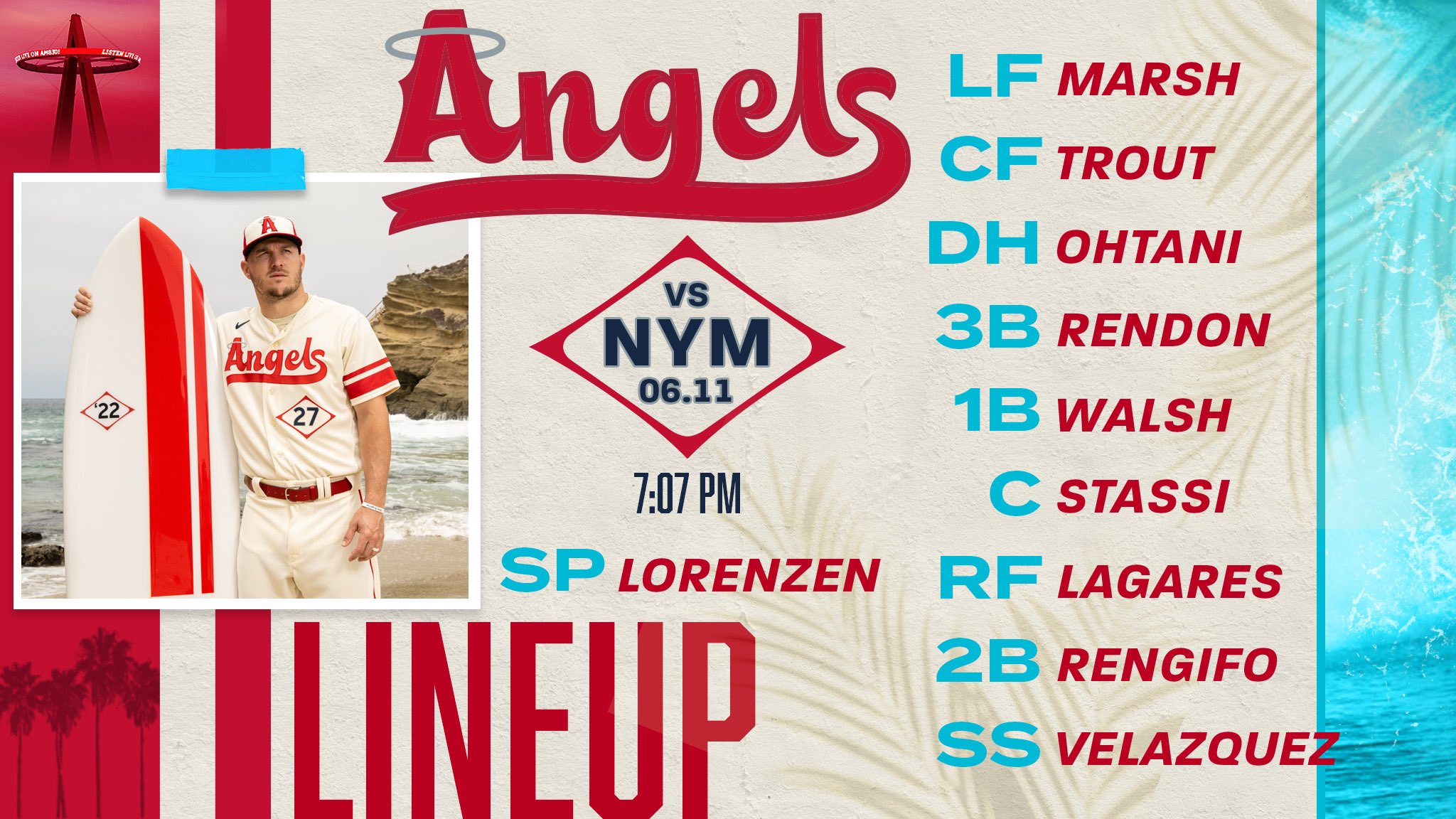 Los Angeles Angels on Twitter "Surfs up lineup 🏄 📺 BallySportWest 📻