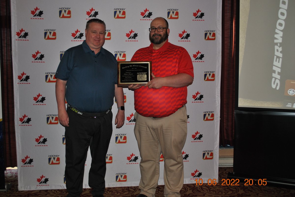 The recipient of the 2022 Minor Council Meritorious Award for the Eastern Region is Steve Power, Avalon Minor Hockey Association.