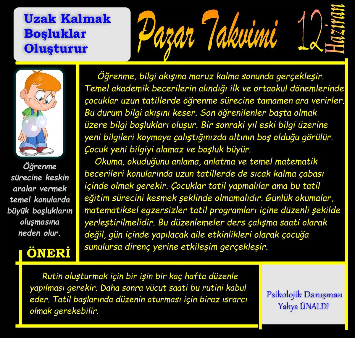 yahyaunaldi's tweet photo. Uzun tatillerde öğrenme sürecine verilen aralar çocukların öğrenme alanlarında büyük boşluklar oluşmasına neden olur. Bu boşlukları doldurmak ekstra zaman ve emek ister. Bazı çocuklar bu zaman ve emeği vermediğinde oluşan boşluklar büyür. #öğrenne #öğrenmegüçlüğü #disleksi https://t.co/nuaMvtSldp