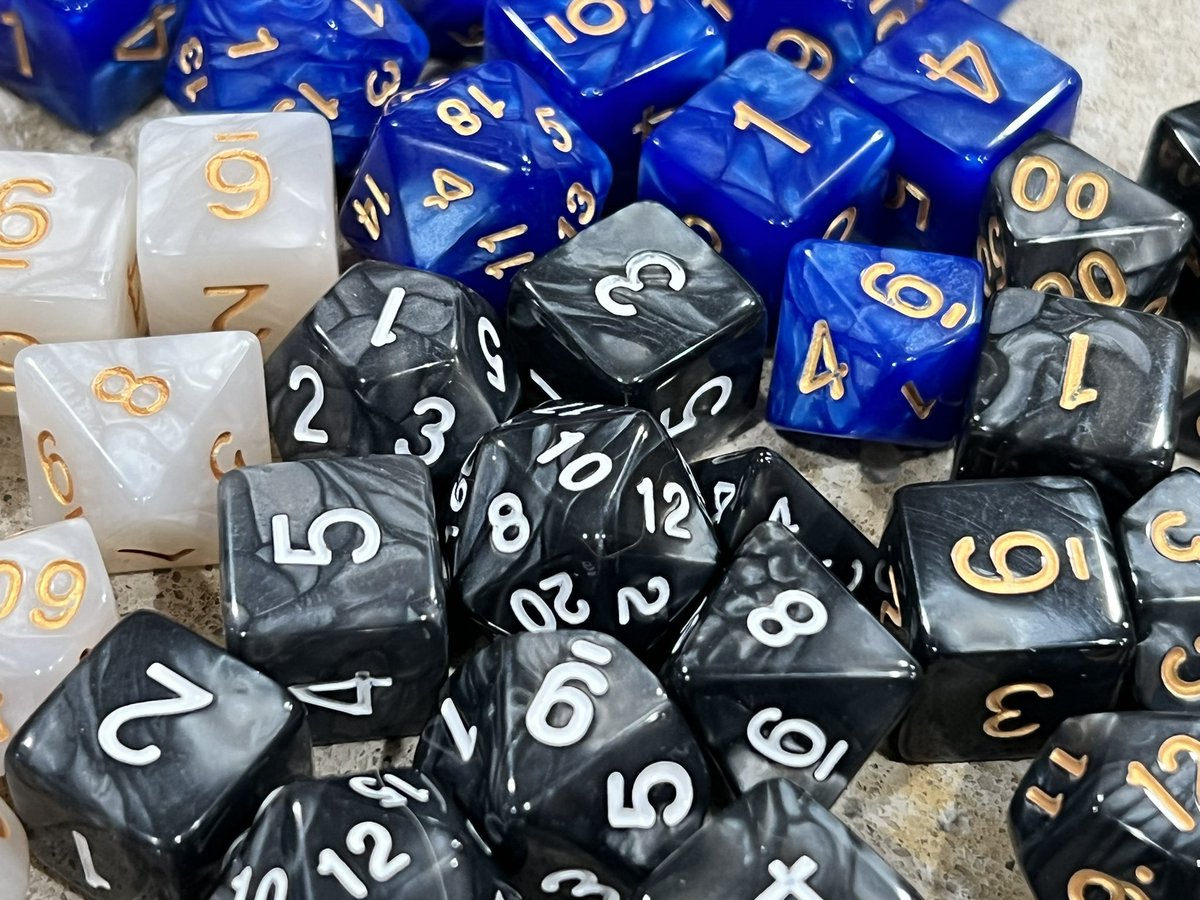 JDogTheJester's tweet photo. Another month! And another group of wonderful dice from @TabletopLoot I don’t have many 11 piece sets, so it is nice to get some more! Pretty, simple, and very nice! #LootTroupe https://t.co/4UIDxucbdR