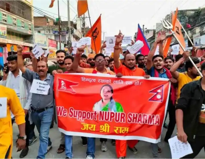 ISuccessPrabhu's tweet photo. Unite Hindus Globally, This is an example of how Nepal Hindus are self-respecting, Massive Rally Organised By Nepali Hindus in Support Of #NupurSharma &amp; #Hinduism. 

At Least hereafter, let’s see if Indian Hindus will have more self-esteem. 

#WorldAgainstIslamicTerror https://t.co/mXKE3VPMq8