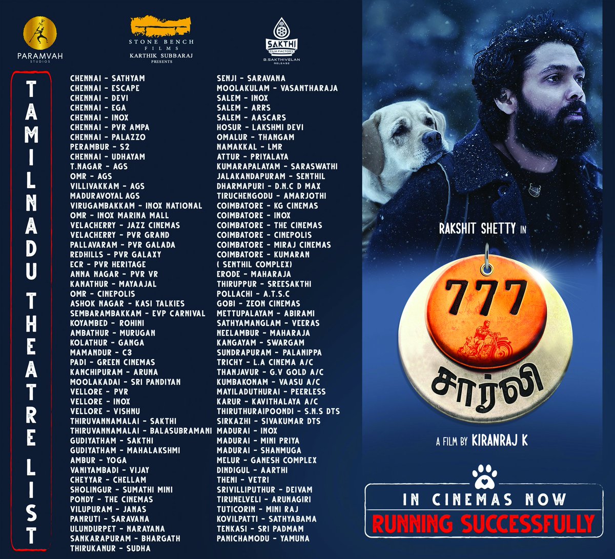 rameshlaus's tweet photo. . @rakshitshetty 's #777Charlie running with very good occupancy 

#777CharlieRunningSuccessfully 

@Kiranraj61 @RajbShettyOMK @sangeethaSring @actorsimha @DanishSait @ParamvahStudios @karthiksubbaraj @stonebenchers @kaarthekeyens @SakthiFilmFctry @onlynikil @CtcMediaboy https://t.co/HvoNXHF5qP