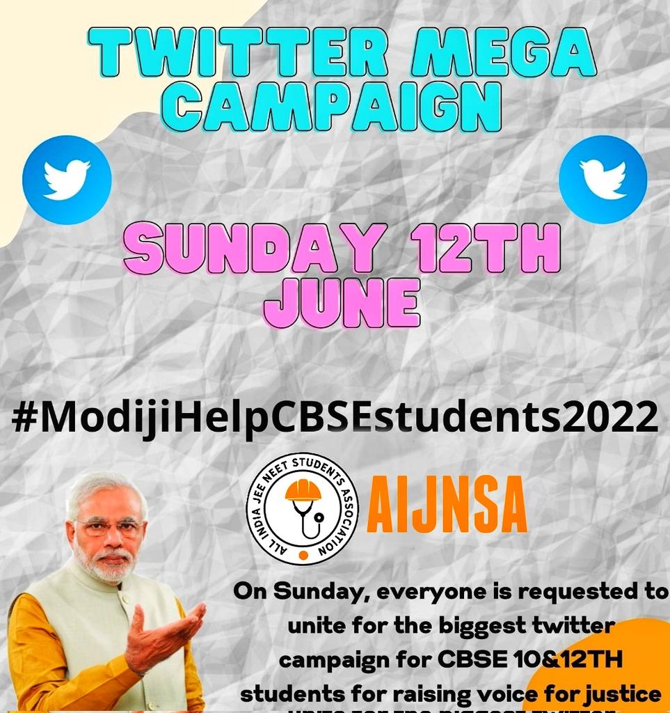 AIJNSA_official's tweet photo. Trend 📢ALERT⚠️
Today ( Sunday) 7 PM onwards.

Use only one &amp; freshhastag-
#ModijiHelpCBSEstudents2022 ✅

Request to the Activist, Teachers,YouTuber, students &amp; parents to support .

Every student have to tweet from 7pm.
Don't use old hastags
#CBSEconsiderBestOfEitherTerms ❌ https://t.co/P44gdxpyTu