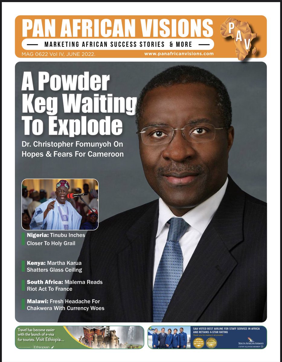 BorisEsonoN's tweet photo. Get the latest edition of the PAV Magazine. This edition focus on A Powder Keg Waiting To Explode
Dr. Christopher Fomunyoh On Hopes & Fears For Cameroon
https://t.co/vG4KpQEH4f
@Panafricvisions @BorisEsonoN @ChrisFomunyoh @NDI @USEmbYaounde @KahWalla @judithnwana https://t.co/6yapoMIyXU
