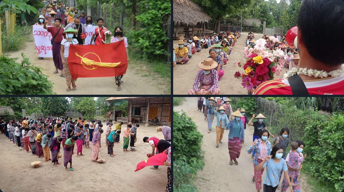 FallenFreedom21's tweet photo. Joint forces of pro-democracy villagers of several villages from northern Salingyi township and eastern Yinmarbin township staged a strike against military dictatorship.   #2022Jun12Coup #WarCrimesOfJunta #WhatsHappeningInMyanmar https://t.co/1rCNg1I6DF