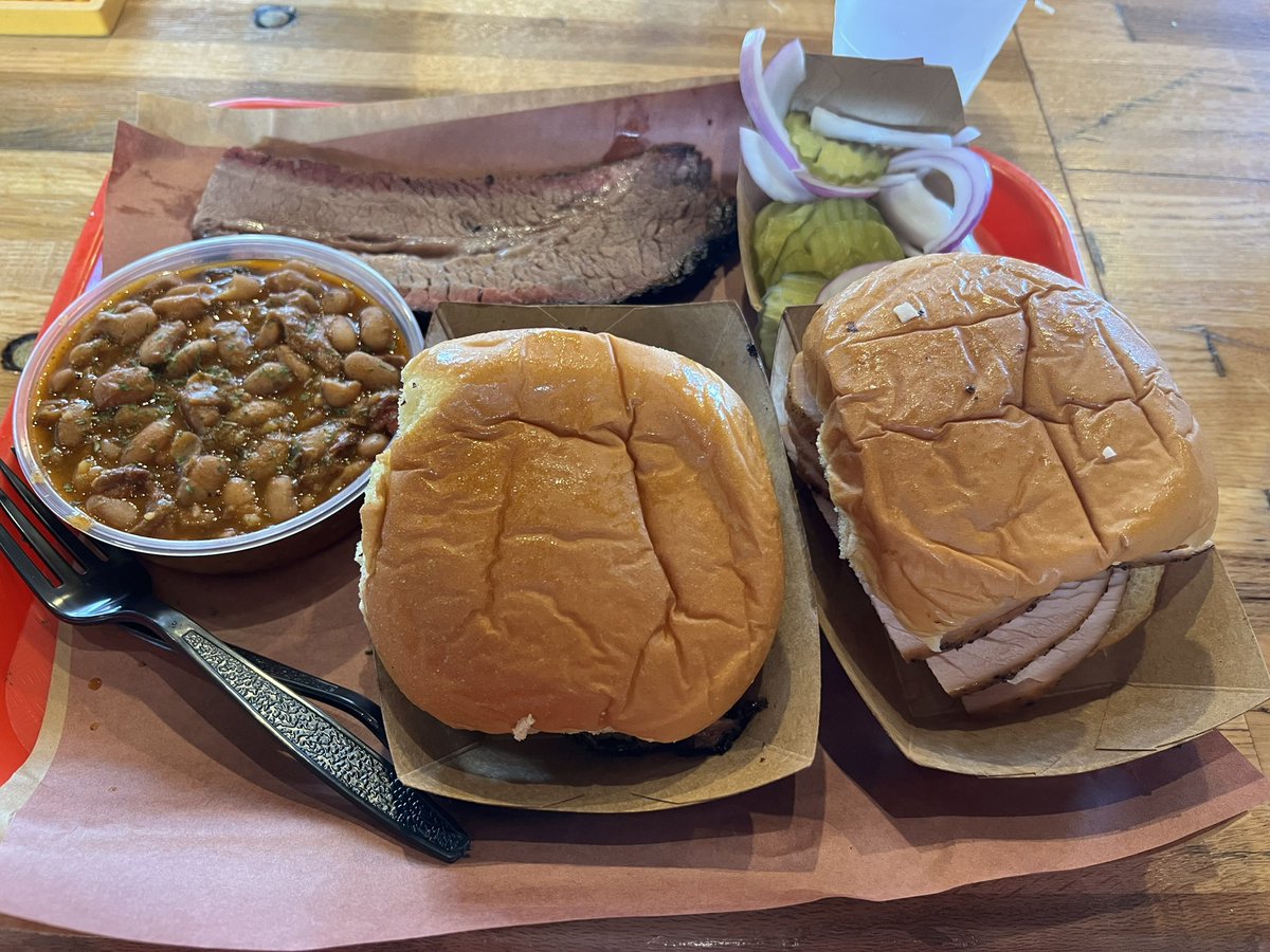 BbqProsper's tweet photo. When in Rome…err Deep Ellum. Absolutely nothing wrong with the prime brisket & smoked turkey from @TerryBlacks_BBQ Dallas. Great stuff!!! #SupportYourLocalPitmasters https://t.co/crfzWrHMlj