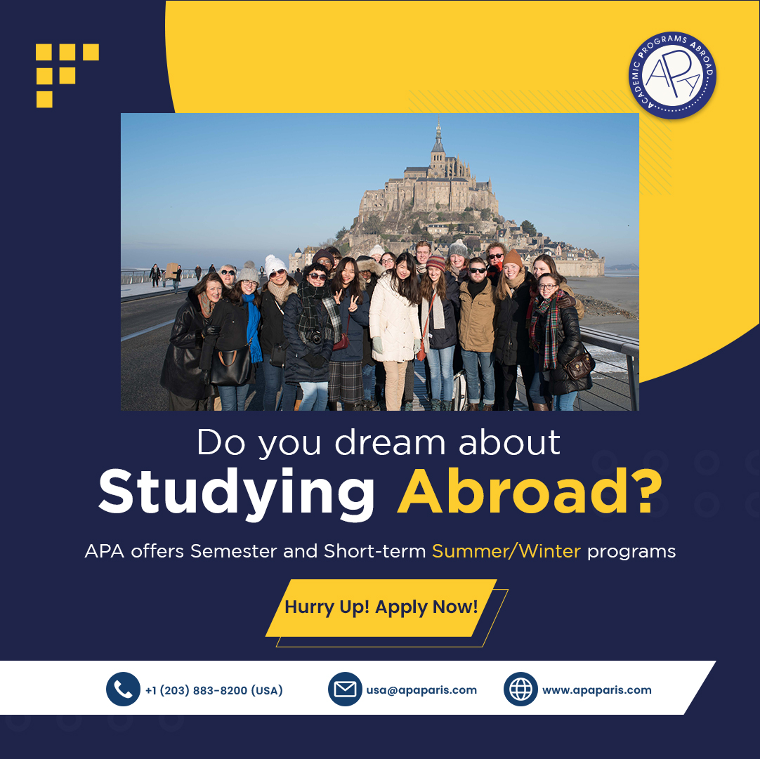 APAParis's tweet photo. Build foundation of your program by selecting the following:
⦁Paris, France; Rabat, Morocco; and Dakar, Senegal
⦁Stay length: semester or short-term: Summer, Maymester, J-Term, and Spring Break.
⦁Language of instruction: French or English
 https://t.co/2nByVW06Ts
.
.
#apa https://t.co/w7mDS9CQo6