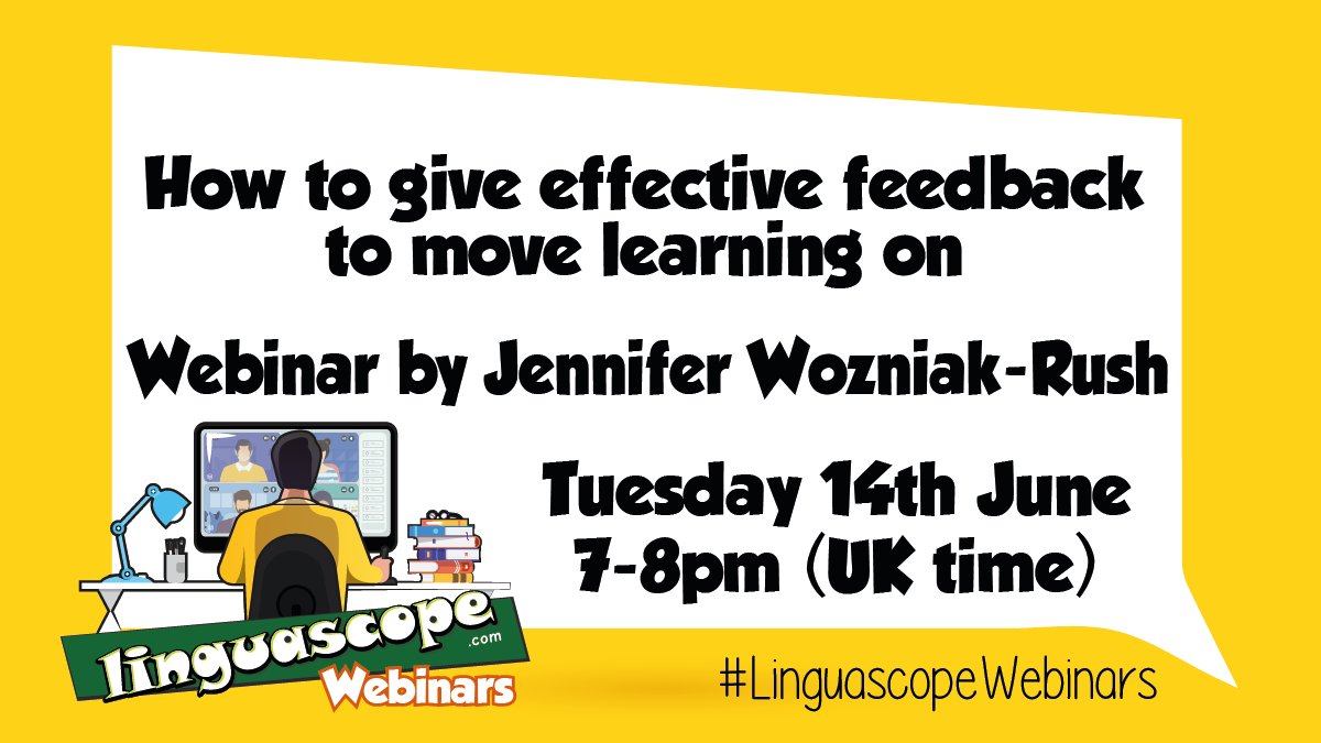 Crista (@cristahazell) on Twitter photo Tuesday 7pm=<a href="/linguascope/">Linguascope</a> webinar time & we have <a href="/MissWozniak/">Jennifer Wozniak-Rush</a> sharing her experience+expertise on How to give feedback which moves learning on. Perfect for #mfltwitterati #mflchat #langchat #langtwt reviewing current practice
Register via the app or here: us02web.zoom.us/webinar/regist… Tuesday 7pm=<a href="/linguascope/">Linguascope</a> webinar time & we have <a href="/MissWozniak/">Jennifer Wozniak-Rush</a> sharing her experience+expertise on How to give feedback which moves learning on. Perfect for #mfltwitterati #mflchat #langchat #langtwt reviewing current practice
Register via the app or here: us02web.zoom.us/webinar/regist…
