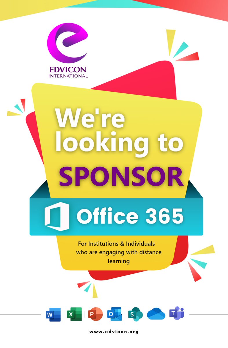 EdviconEdu's tweet photo. Are you struggling to provide distant learning facilities and looking for a solution?
Edvicon International is happy to provide you with the Microsoft Office 365 suite, which includes Teams, Word, Excel, PowerPoint, Outlook, and OneNote.
https://t.co/tl5f648zwM. https://t.co/whPVHjW4V9
