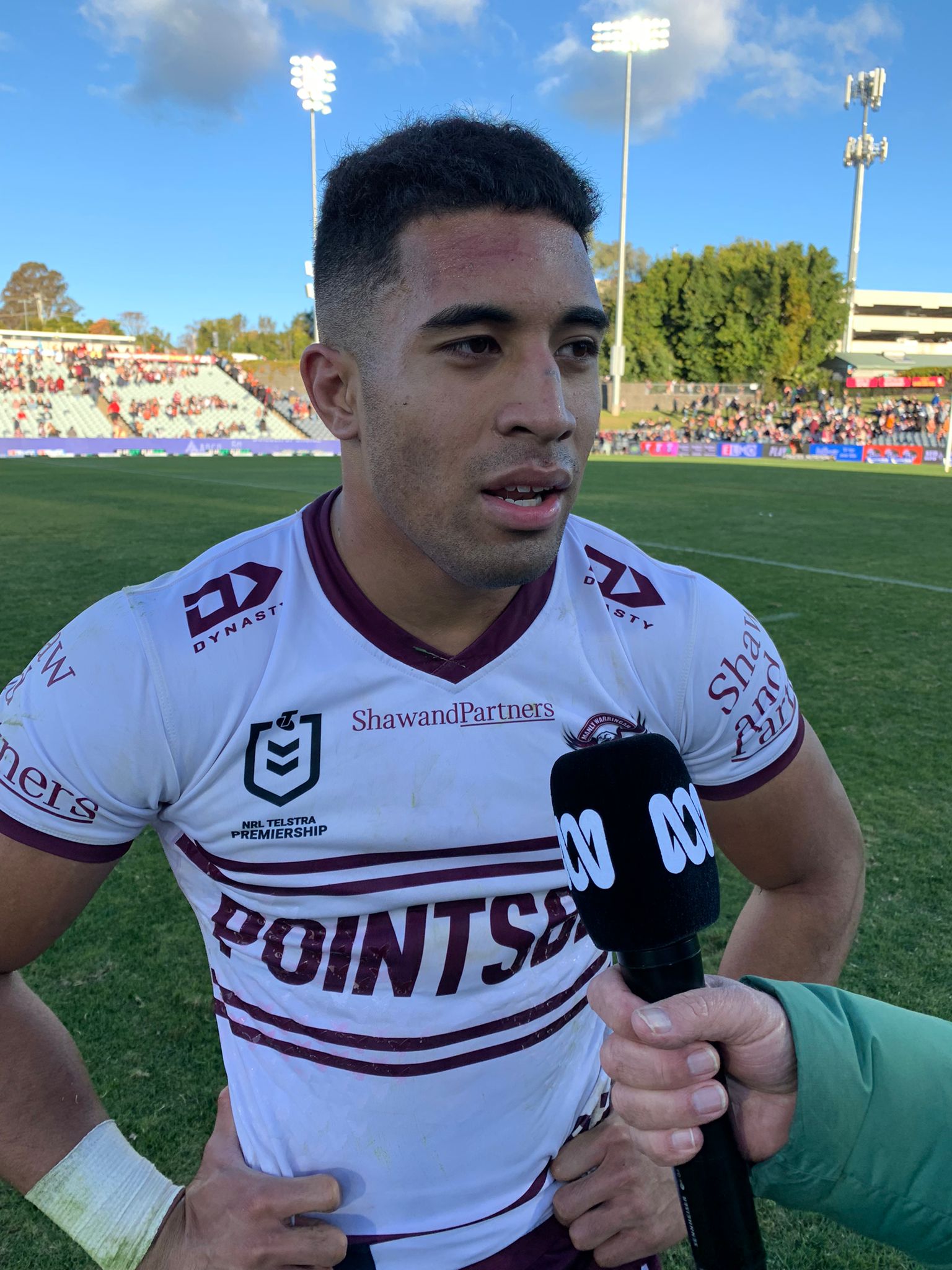 ABC SPORT on X: Tolutau Koula scored his first try for Manly today, a bit  of a relief! Yeah, finally man, took 11 games to finally get over the line   it