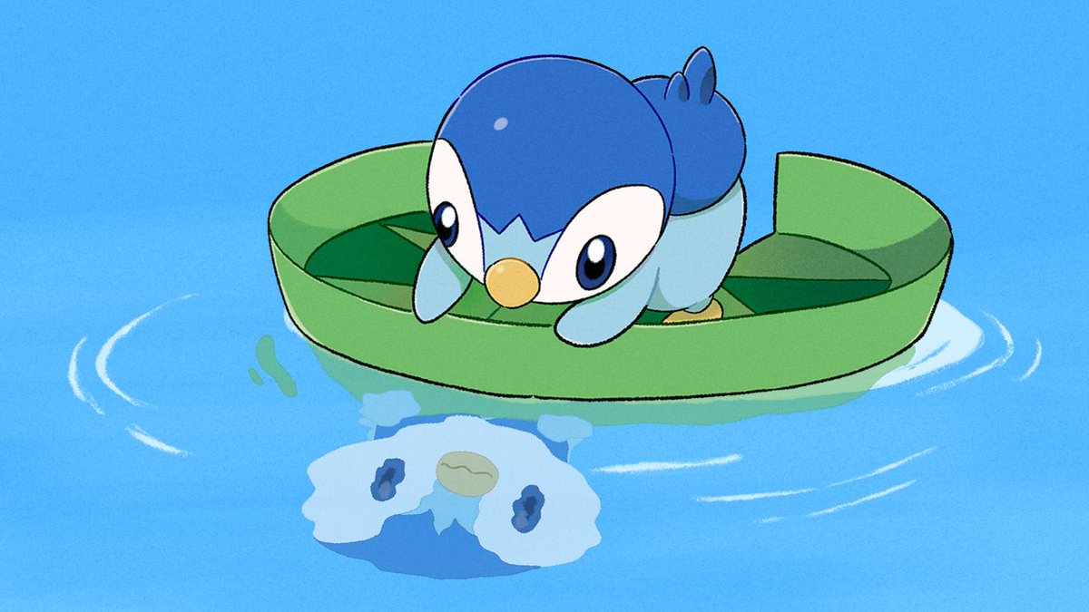 piplup pokemon (creature) ! no humans ? water afloat looking up  illustration images