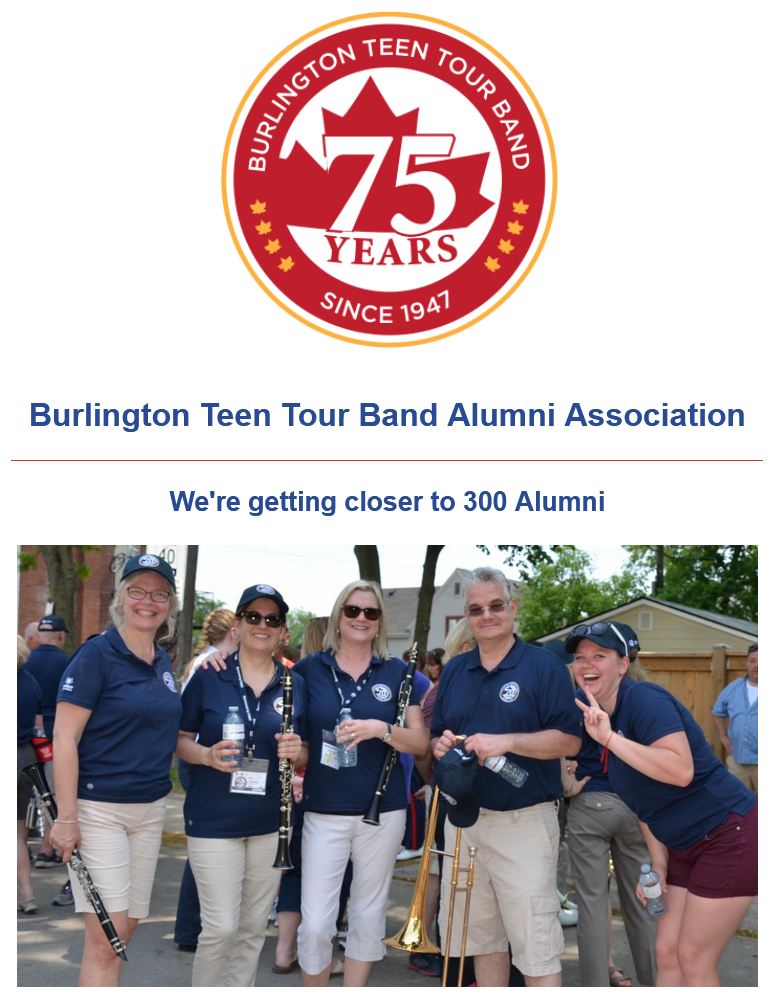 We're less than a week away from the 75th Anniversary Reunion. Read all about the exciting announcement about the Sound of Music Parade, details of the weekend and check out the latest list of who's coming. conta.cc/3NH5H2E. #BTTB75 #BTTB #BurlOn <a href="/BTTB1/">Burl. Teen Tour Band</a>  <a href="/BTTBBoosters/">Teen Tour Boosters</a>