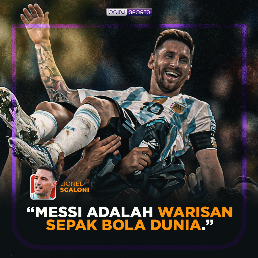 beINSPORTSid's tweet photo. Pujian untuk sang GOAT 🐏 Haruskah Lionel Messi masuk jadi salah satu keajaiban dunia? 🌎🫡

#beINSPORTSID https://t.co/RwEWUnuz4C