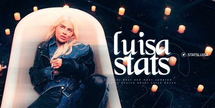 statsluisa's tweet image. Welcome to your newest and most reliable chart source about Luísa Sonza.

— Follow us, turn on our notifications to stay tuned and RT to spread the word.