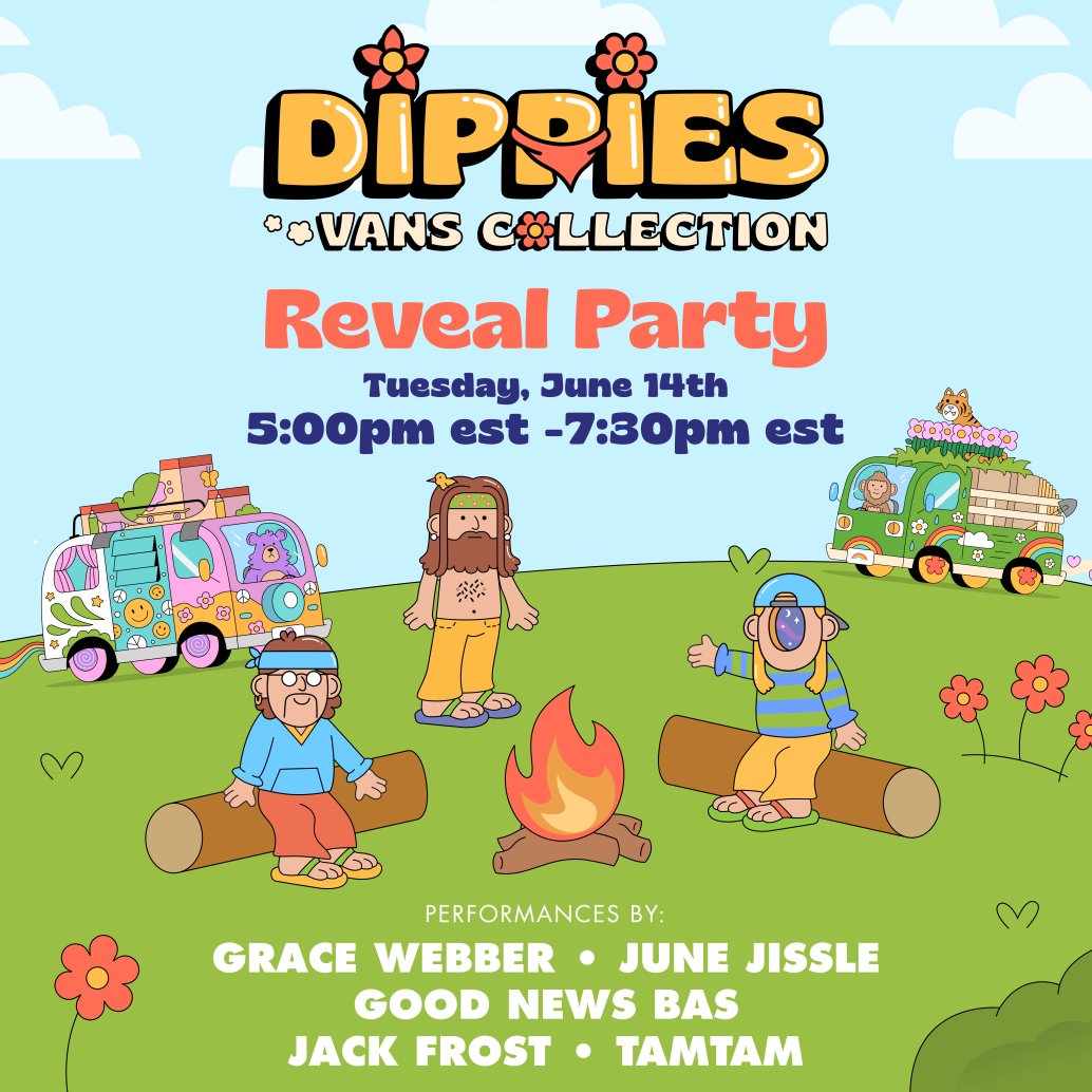 Dippies's tweet image. ☮️ REVEAL PARTY ☮️

You heard it here first! We&apos;re hosting an amazing set of artists in a reveal party for everyone to come along and join the vibes while we reveal our vans together.

Tickets are FREE, but they&apos;re limited 🎟️

Reserve your ticket here:

showed.tv/dippies/61