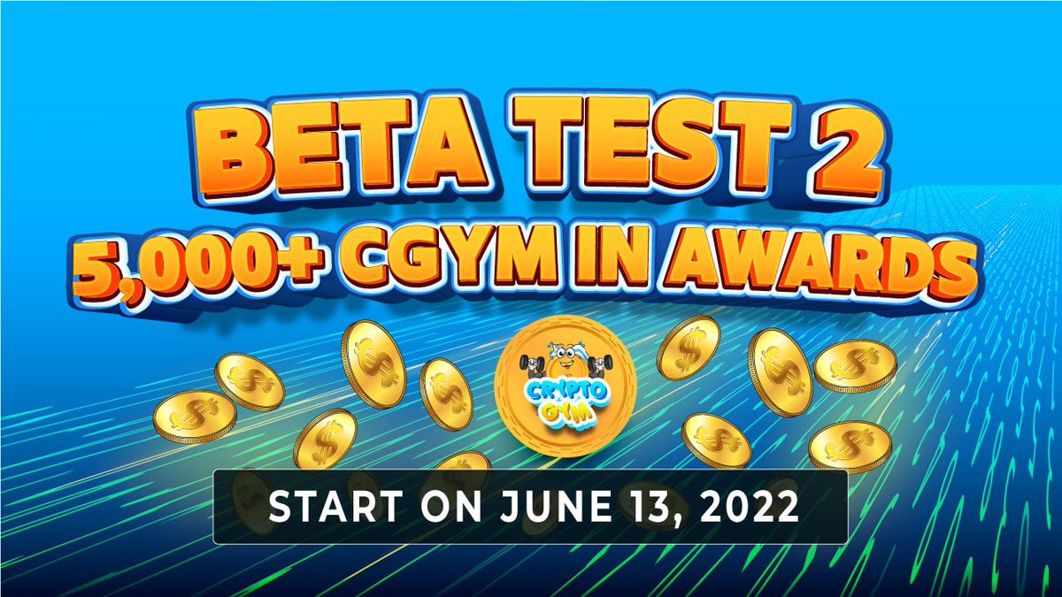 🎁 5,000+ CGYM IN AWARDS IN BETA TEST 2 🎁
The community asked and we answered. From Monday June 13th you will be able to train your athletes and climb the rankings to earn CGYM Tokens.
t.me/CryptoGym_NEWS…

#Airdrop #BSC #NFT #Betatest #NFTGame #cgym #whitelist #WhitelistNft