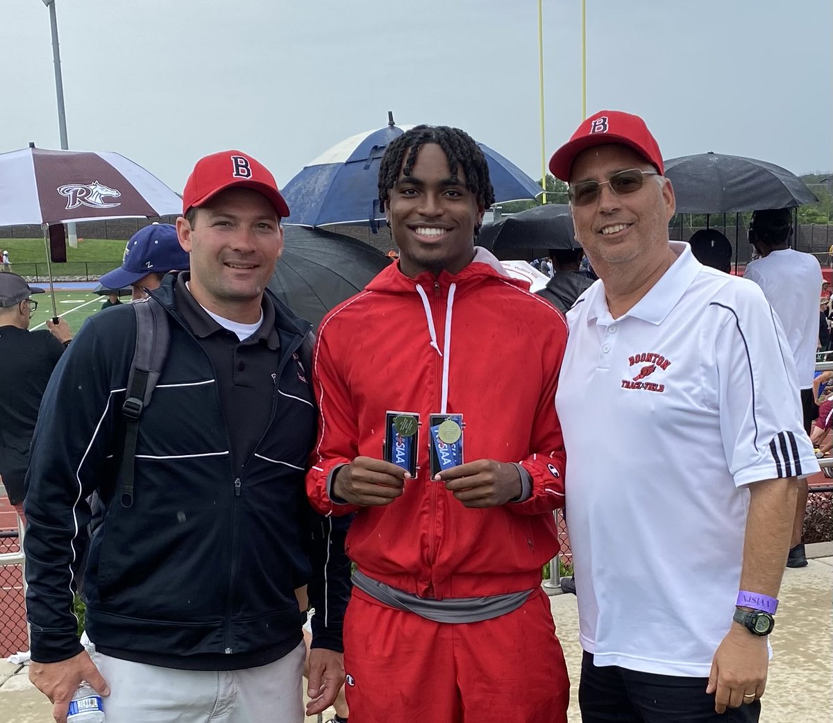 Coachbongo's tweet photo. Clyde Liverpool adds a second gold medal at the Group 1 Championships,  in the high hurdles to go along with his 100m gold he won yesterday! https://t.co/jP2c36emUe