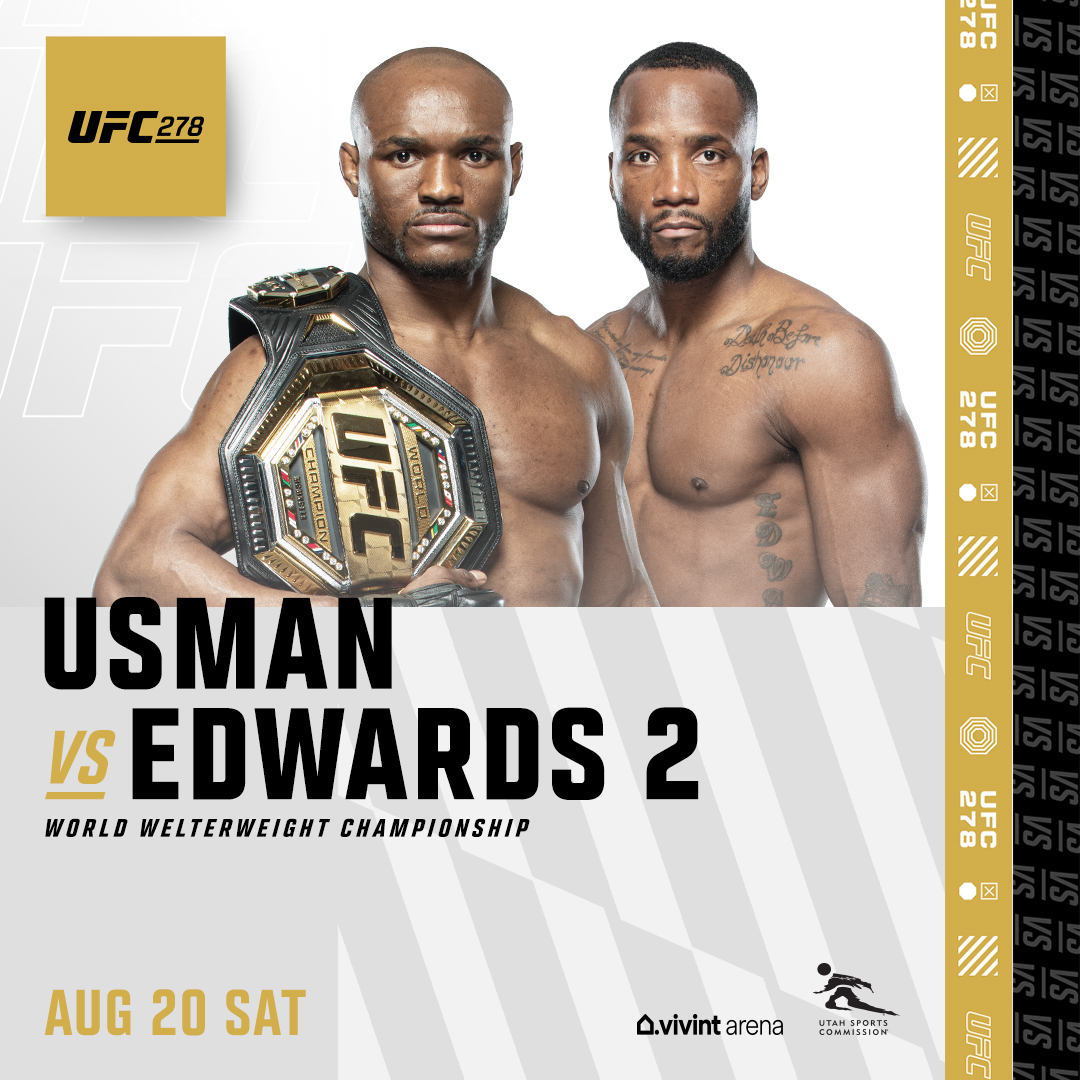 deltacenter's tweet photo. JUST ANNOUNCED: @ufc returns to #VivintArena on Saturday, August 20 with a welterweight championship bout headlined by No. 1 men's pound-for-pound fighter Kamaru Usman and No. 2 ranked contender Leon Edwards. Tickets go on sale Friday, June 24 at 10:00 am. https://t.co/OYsCtrU3x4