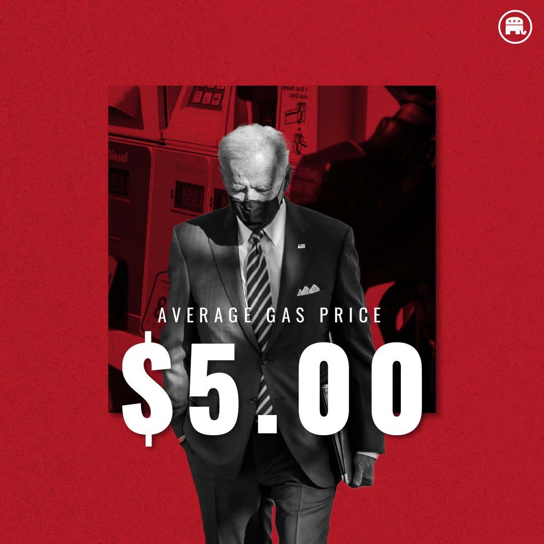 Gas prices reached the national average of $5 per gallon today.
 
Joe Biden owns this gas hike. #BidenGasHike