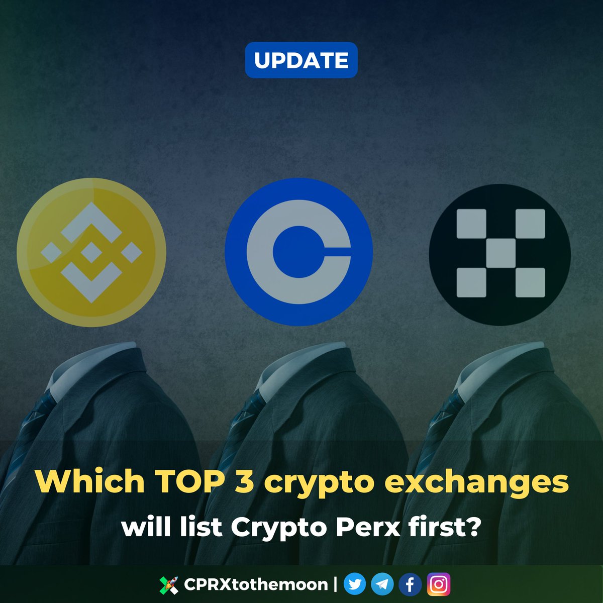CPRXtothemoon's tweet photo. BREAKING UPDATE: Guess what top 3 crypto exchanges confirmed to list #CryptoPerx first? 🚀🔥

When Julian says accumulate #CPRX more, then accumulate more $CPRX. We are giving you a hint to this gem. 💎 #NFA https://t.co/9F3uXsrBeH