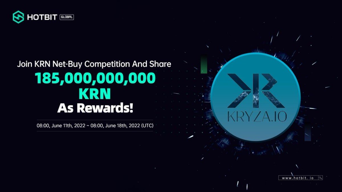 🎉【イベント】KRNネットに参加-コンテストを購入し、報酬として185,000,000,000 KRNを共有しましょう！

⏰期間：2022年6月11日08:00〜2022年6月18日08：00（UTC）

詳細👉🏻hotbit.zendesk.com/hc/en-us/artic…