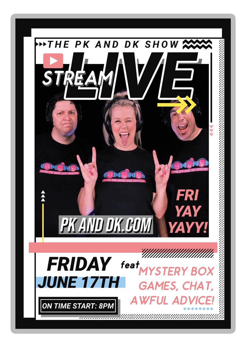 PKandDK's tweet image. Join us next Friday, June 17th 8c/9e for our next ‘PK and DK Show” live stream!