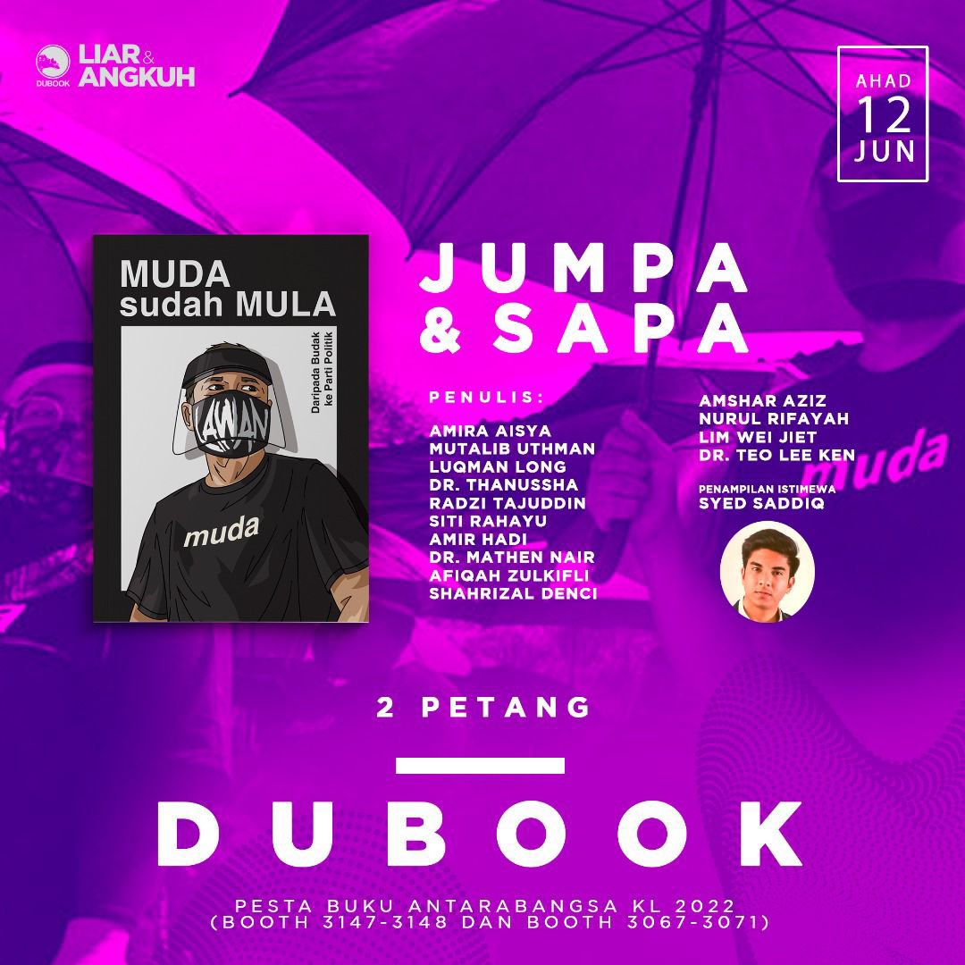 luqmanlong's tweet photo. Saya akan singgah ke Pesta Buku Antarabangsa Kuala Lumpur untuk sesi Jumpa &amp; Sapa bersama penulis MUDA sudah MULA. 

PWTC | Dubook | 2 petang 

Jumpa semua nanti.🤘🏽✨ https://t.co/YJjum7jn1B