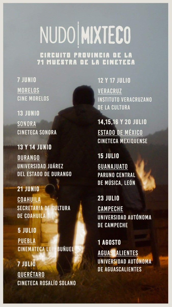 LaTintaOax's tweet photo. #CarteleraCultural 🎥
Encuentra la sede más cercana para ver #Nudomixteco opera prima de la directora #AngelesCruz @Madrecine
🍿Consulta horarios en la cartelera de cada sede.
#Cinemexicano #Realizadoraindigena #MujerMixteca https://t.co/xq8ZocQaRZ