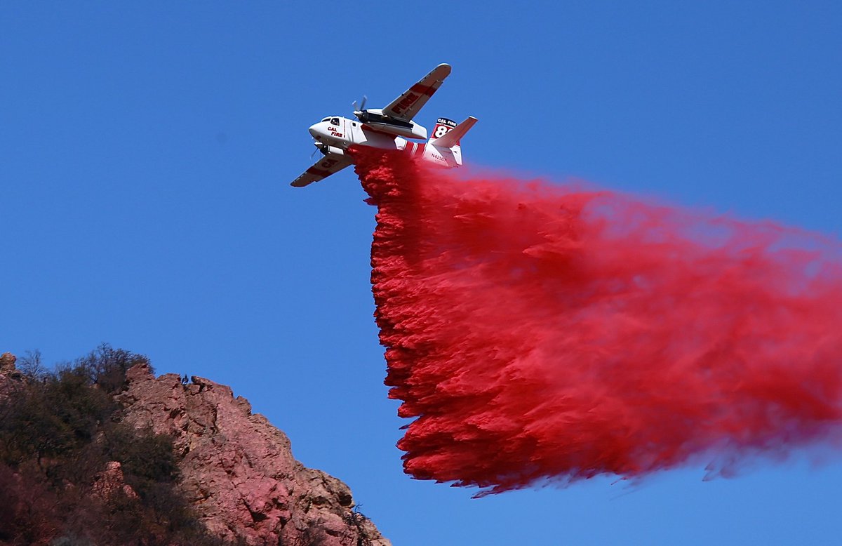 Cal Fire Tanker 89 making a drop on the #BrandieFire earlier today.