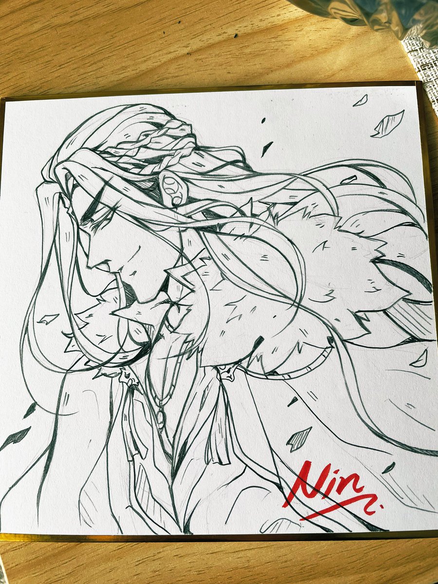 First time drawing on shikishi and I could only do with pencil lol 