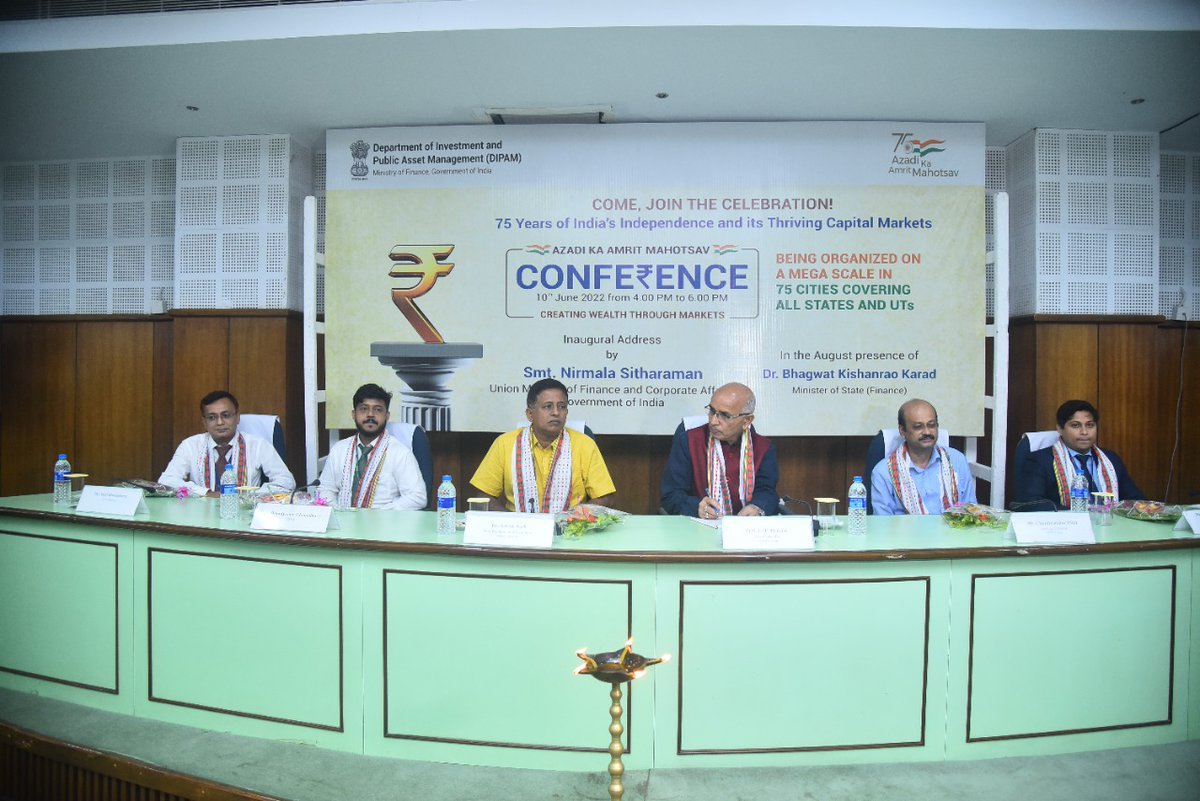 DIPAMevent's tweet photo. DIPAM, Ministry of Finance celebrated "Azadi Ka Amrit Mahotsav" on 10.06.2022 from 4:00 PM in 75 cities across India. Some iconic moments of the conference held at Agartala, Tripura. #DIPAMCelebratesAKAM #AmritMahotsav #DIPAMIconicDay https://t.co/rfJ5zXvF3i