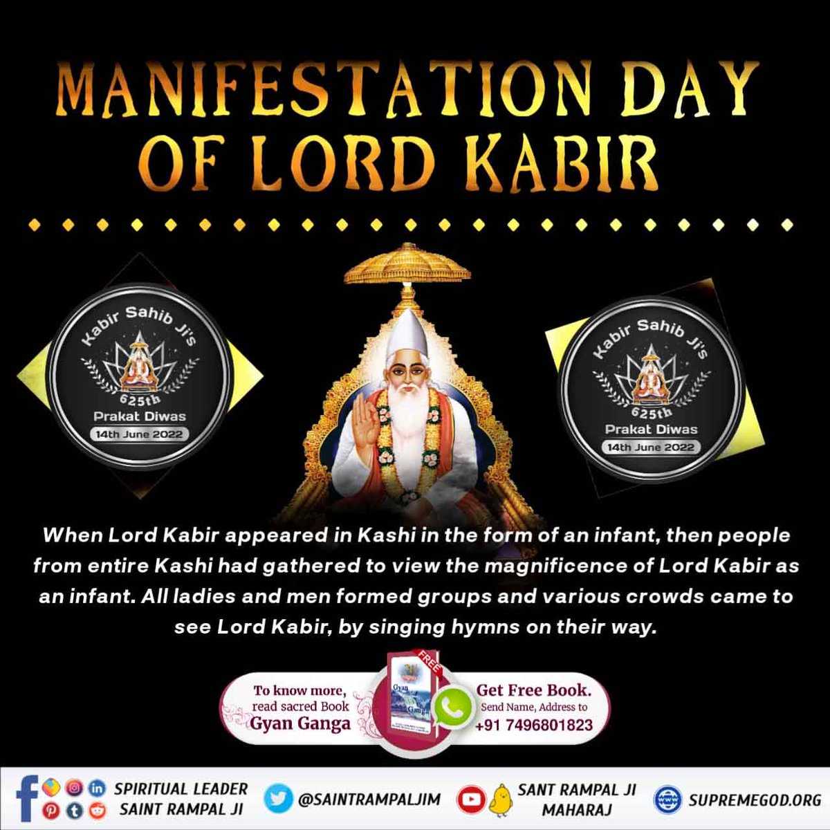 umeshkumar7027's tweet photo. #2DaysLeftForKabirPrakatDiwas, the day when God KABIR Saheb manifested om Earth 600 years back. And played various divine plays to prove that he is Supreme Almighty. 
— @SaintRampalJiM https://t.co/Uv38UmPYQi