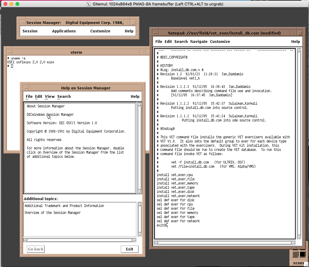 OpenVMS_DECnet's tweet photo. Inspired by @astr0baby's Ultrix/MIPS, Kevin Read posted a recipe for OSF/1 MIPS 2.0 on DECstation 5000/200 using GXEMUL, including download links to his NAS server with installed disk images to make life easy :)
#RetroComputing #DEC #mips #Unix #DECstation https://t.co/ycJ7g01wCR