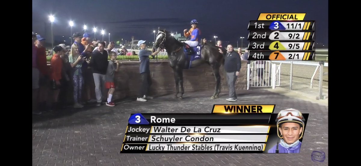 <a href="/walterdelacruz_/">Walter De La Cruz</a> and ROME make it to the winners circle for the 3rd time in a row taking the PRAIRIE MILE <a href="/prmracing/">Prairie Meadows</a>! What a Horse!!! Thanks <a href="/schuyler_condon/">Schuyler Condon</a> and Connections for the OPPORTUNITY and for another win!!!