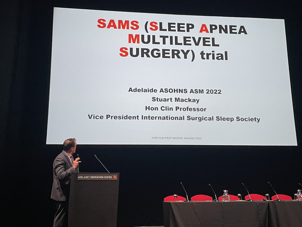 Prof Stuart Mackay talking about the ground breaking study for surgical treatment of Sleep Apnoea #OSA #SleepApnoea #asohns2022