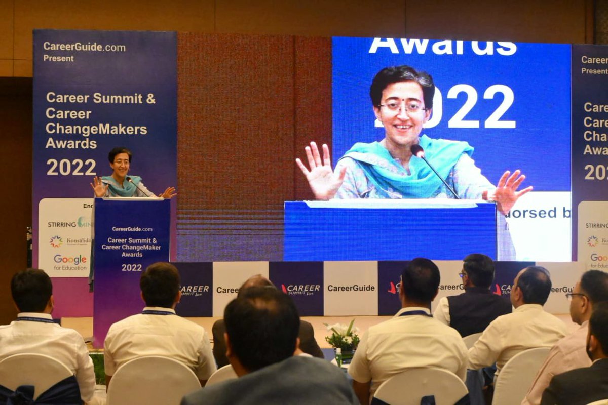 Honoured to receive the ‘Career Changemaker of the Decade’ award at the Career Summit 2022. 

The whole country is now looking towards the transformation in Delhi Govt schools, brought about by the <a href="/ArvindKejriwal/">Arvind Kejriwal</a> govt