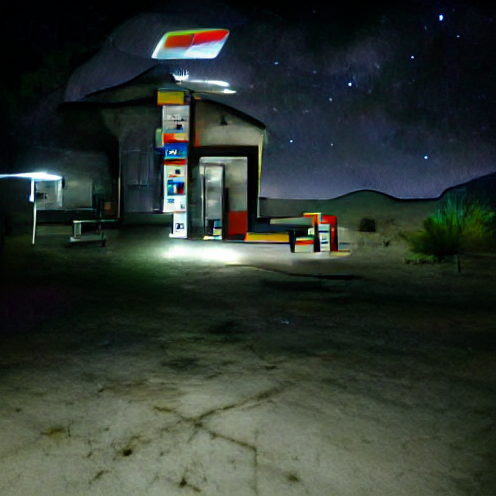 O_T_Human's tweet photo. A gas station in the middle of nowhere at night (#YY3X) #art #artist #artwork #nft #nfts #nftcollector https://t.co/rExnKwTExx