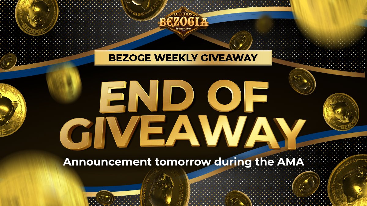 ZogiLabs's tweet photo. The epic 100 Billion $Bezoge weekly giveaway has now finished. Come back again next week for another shot and making it big on the $Bezoge. 

#LegendsofBezogia #Bezoge #Metaverse #Play2Earn #P2E #Rent2Earn #Axie #Shib #Gaming #Crypto https://t.co/LKSHFhlbHU