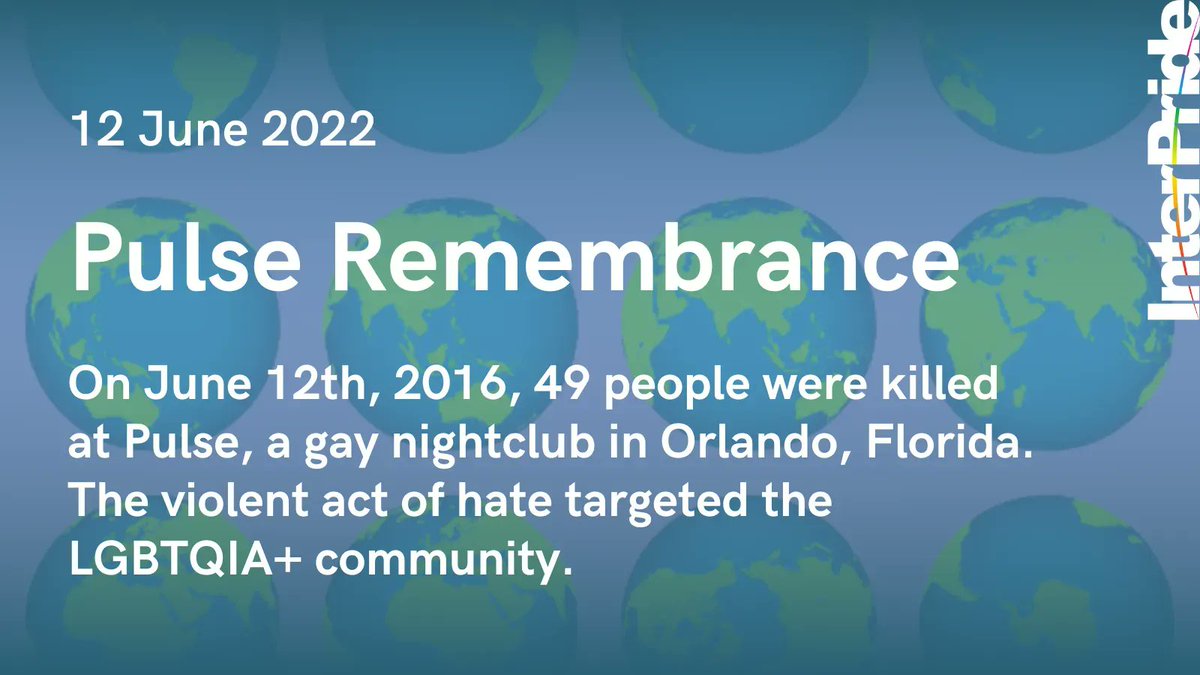 InterPride's tweet photo. Why Remember #PulseNight? It caused the #LGBTQIA+ community worldwide to feel unsafe as they realized how vulnerable they were to hate crimes. We remember the loss but also how vital resilience, advocacy, & support are in pursuing LGBTQIA+ rights & #justice. #WeWillNotLetHateWin https://t.co/eiKx139tdl