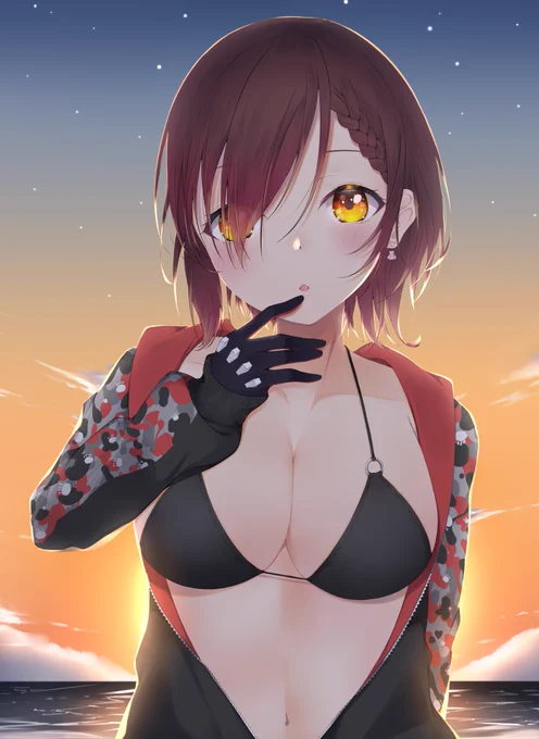 黒水着×黒パーカー
 #ロボ子Art 