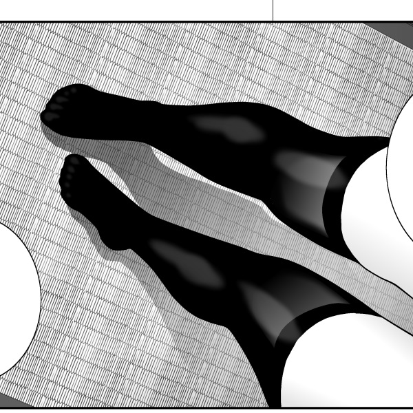 伝わるかわからないんだけど、原稿をグレイスケールで作業していて線、ベタ、グレイ、ホワイトトーンを統合(1枚目)してトーン化(2枚目)してるんだけど、ホワイトトーンはドット化して実際に印刷されるまでどうなるかわからない。つま先まで手を入れてるけど印刷されるかは買って確認してください。 