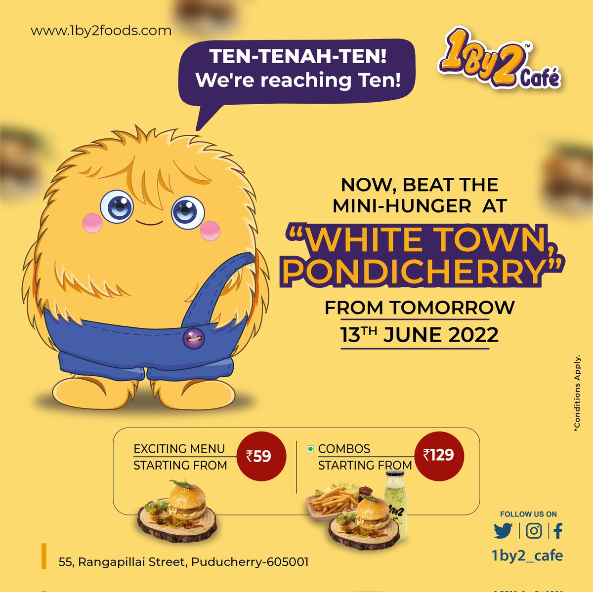 1By2_Foods's tweet photo. It's our 10th outlet🥳🥳🥳🥳🎊
Pondy peeps, now buckle up to beat the mini-hunger at your own place
#pondicherry #whitetown #pondicherrycafe #cafeinpondicherry #pondicherrydiaries #pondivibes #1by2cafe #1By2Foods #cafeinindia #bestcafe #cafelaunch #launchingtomorrow l https://t.co/PVOawABPml