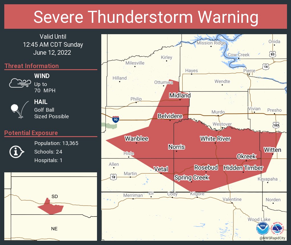 NWS Rapid City on Twitter "Severe Thunderstorm Warning including