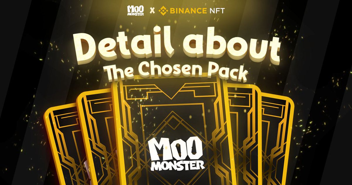MooMonsterNFT's tweet photo. Chosen pack includes 3 Rarity and 4 tickets in a pack. The rate drop to get each ticket includes…

R1 "The beginning of the battle" Rate 32.5%
R2 "The end of the battle" Rate 32.5%
SR "The time has come" Rate 22.5%
SSR "Birth of the chosen one" Rate 12.5% https://t.co/bZyubt6RaO