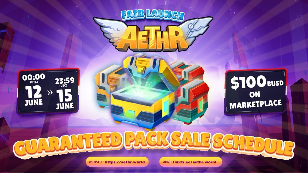 AethrWorld's tweet photo. π #FairLaunch #AETHR: BUY #GUARANTEEDPACK NOW
β‘οΈ We respectfully announce that the Fair Launch event of AETHR World has officially started and it will last 3 days.
π Buy NOW: https://t.co/vhq3PGsyae
#BUSD #ATH #NFT #Tournament #p2e https://t.co/ubo76Dcdqh