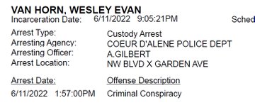 Wesley Evan Van Horn Arrest Record