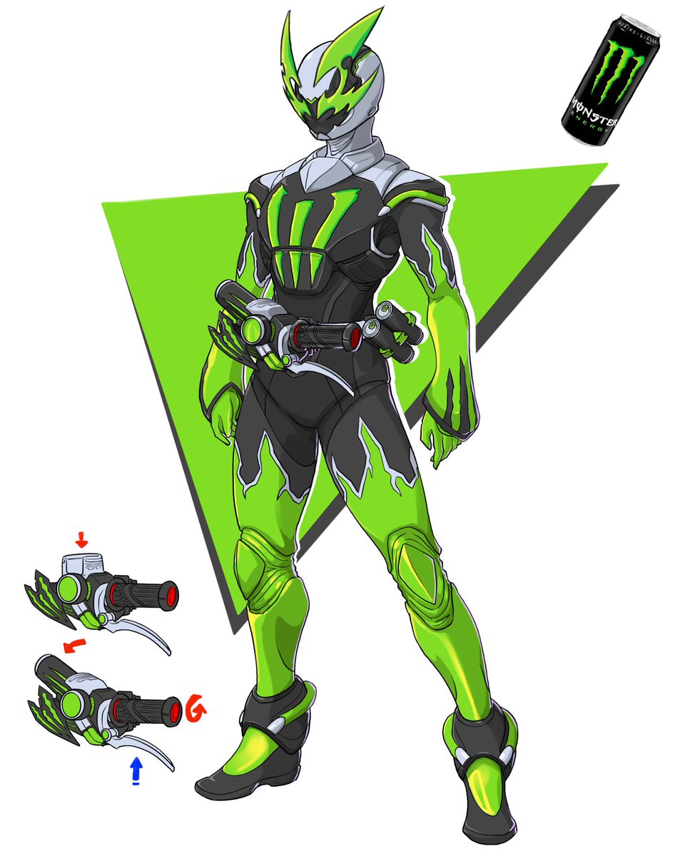 1boy monster energy male focus energy drink armor tokusatsu rider belt  illustration images