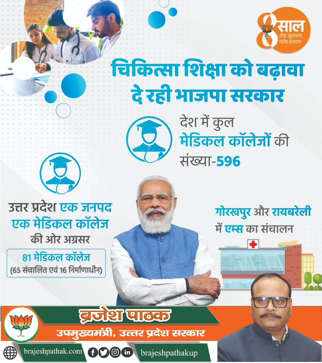 brajeshpathakup's tweet image. उत्तम चिकित्सा शिक्षा के लिए भाजपा सरकार प्रतिबद्ध।
